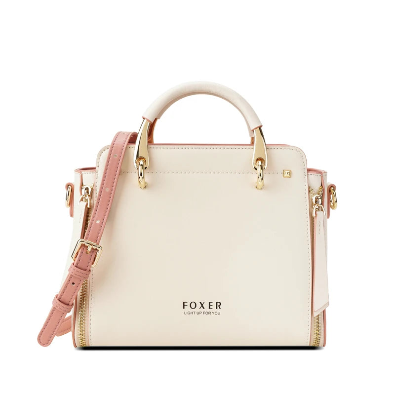 FOXER Split Leather Women Shoulder Bag Elegant Handbag 2025 Autumn Winter Female Large Tote Bag Luxury Design Crossbody Purse