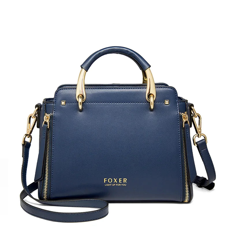 FOXER Split Leather Women Shoulder Bag Elegant Handbag 2025 Autumn Winter Female Large Tote Bag Luxury Design Crossbody Purse