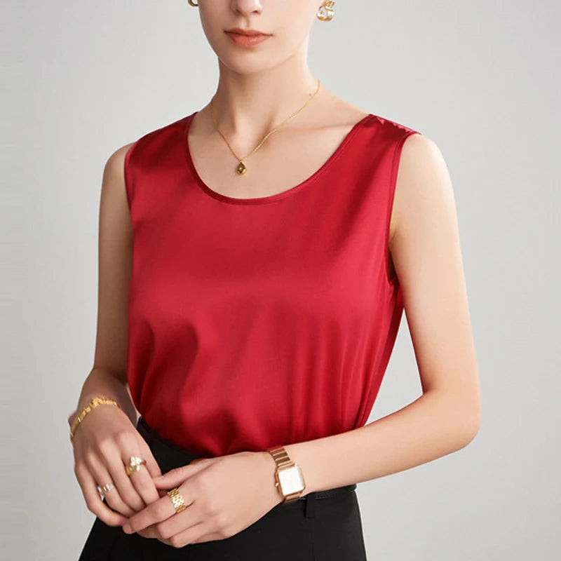 100% pure nature silk women tank tops basic tops real silk sleeveless top fashion summer clothing multicolor