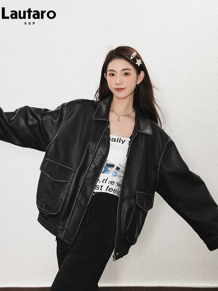 Vintage Brown PU Leather Jacket