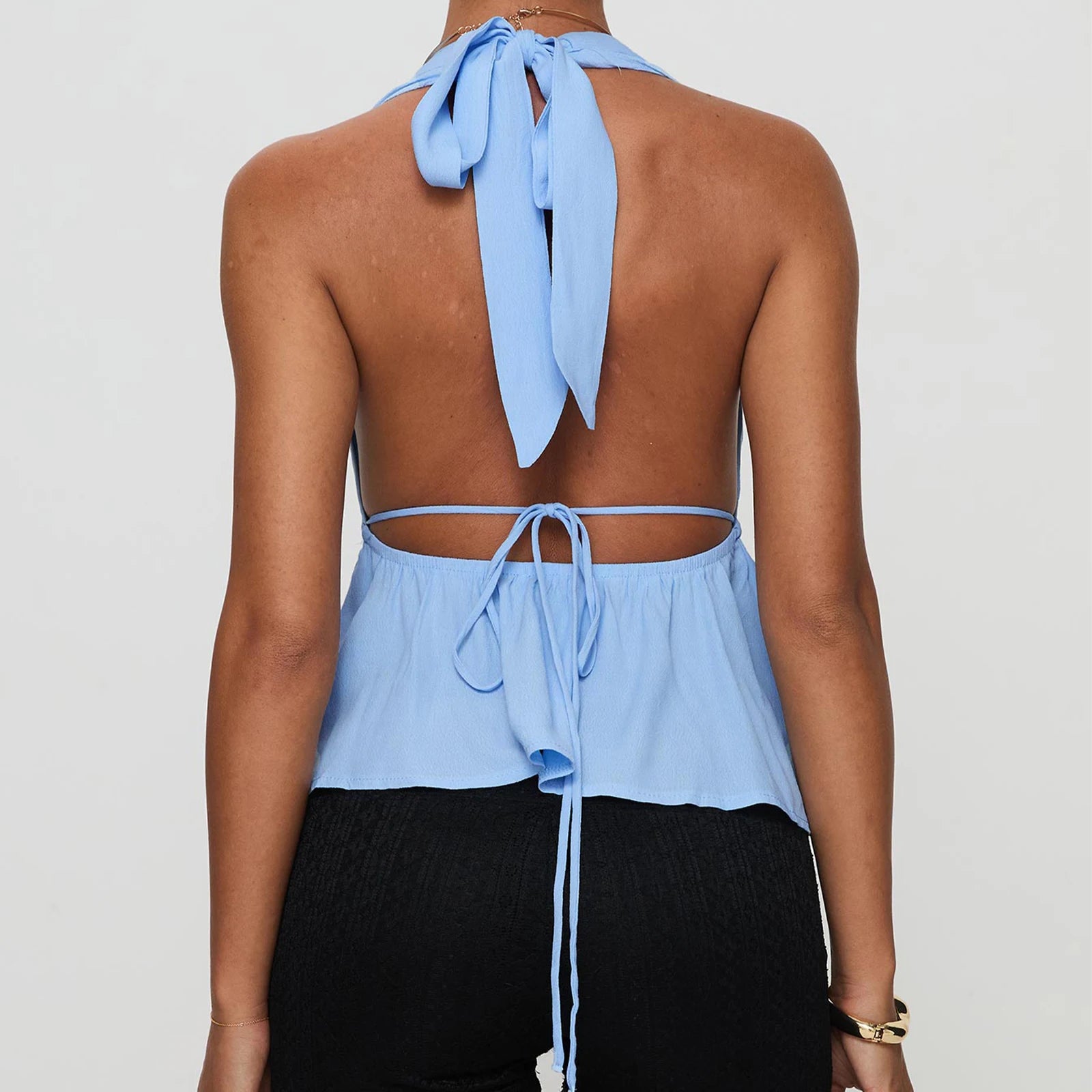 Women Halter Neck Crop Tops Sexy Tie-up Sleeveless Backless Tank Tops Solid Color Summer Vest Female Camisoles for Club Party