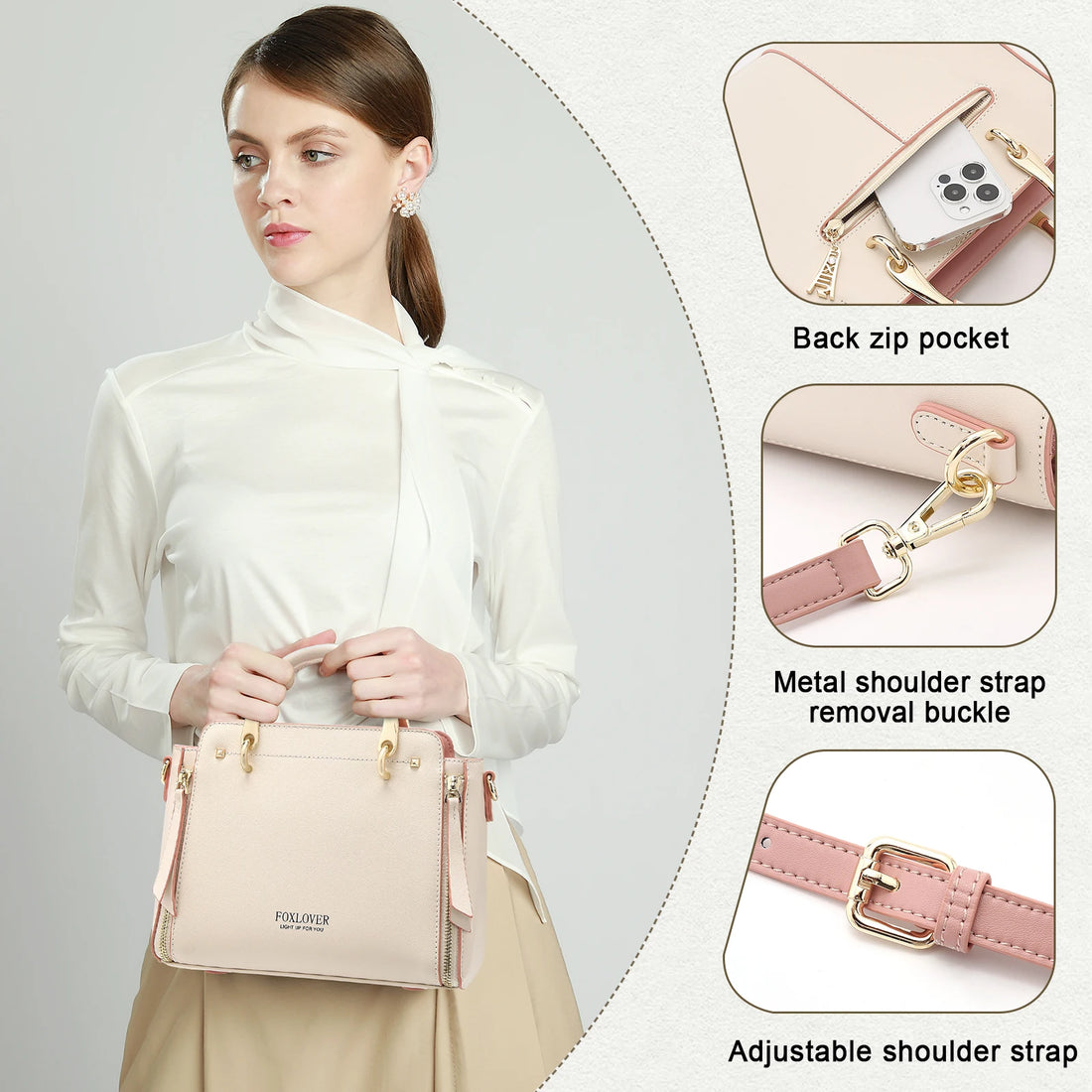FOXER Split Leather Women Shoulder Bag Elegant Handbag 2025 Autumn Winter Female Large Tote Bag Luxury Design Crossbody Purse
