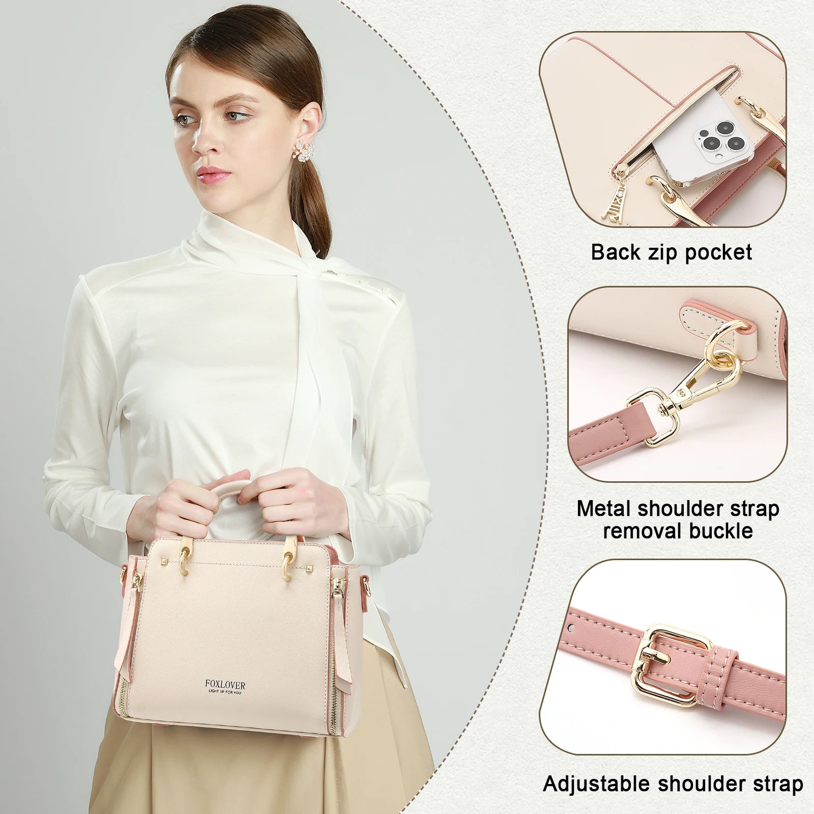 FOXER Split Leather Women Shoulder Bag Elegant Handbag 2025 Autumn Winter Female Large Tote Bag Luxury Design Crossbody Purse