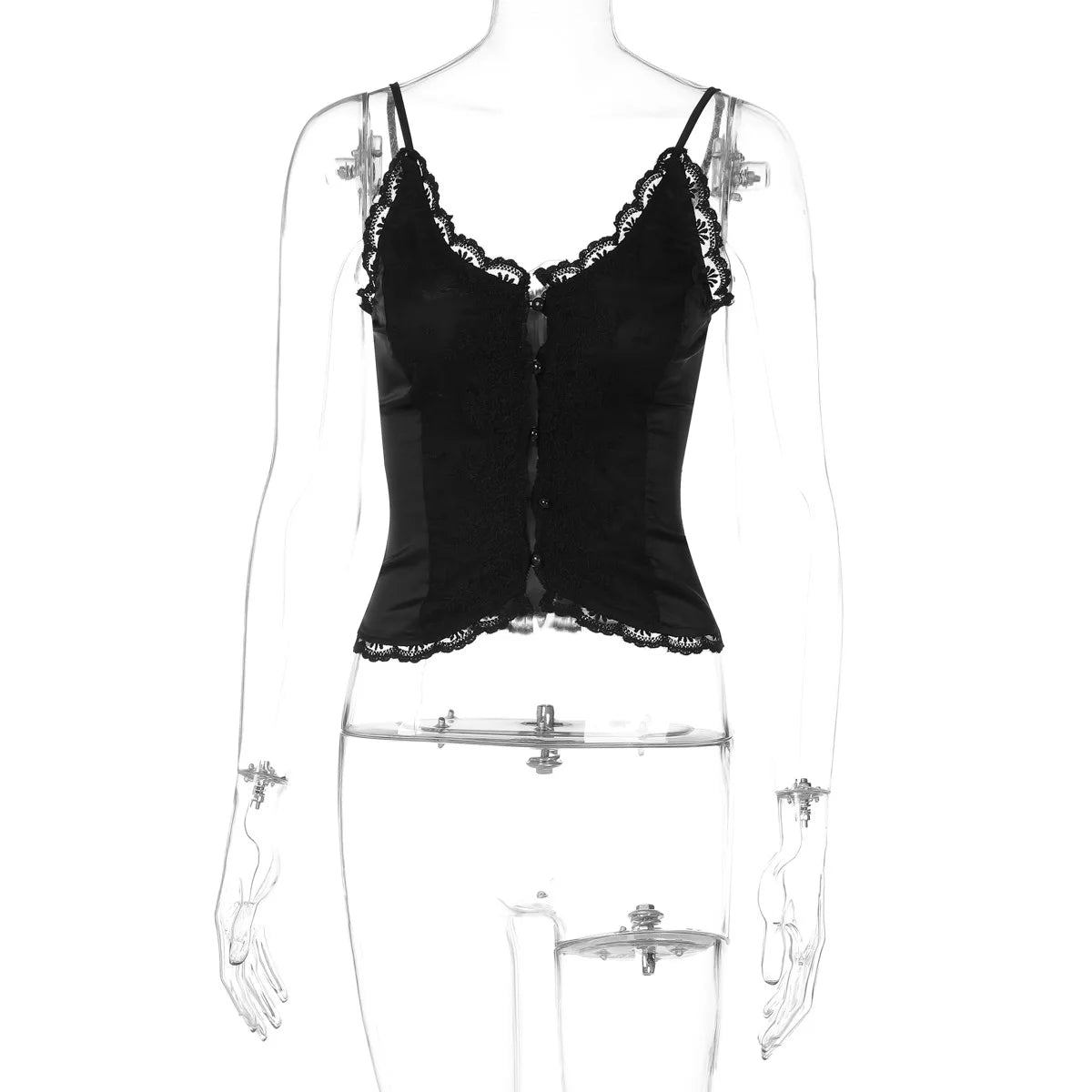 Ladies Summer Lace New Fashion Women Sleeveless Backless See Through Crop Top Vacation Club Streetwear Woman Y2K Tees Outfits