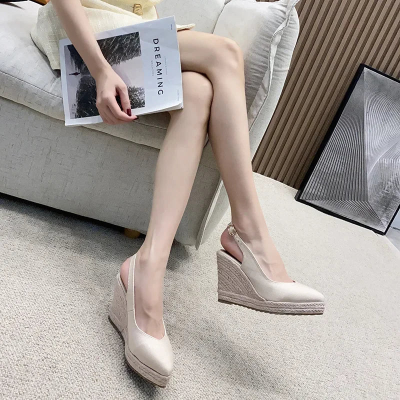 Fashion High Heels Women Party Shoes Super High Wedges Shoes Brand Modern Women Pumps Wedge Heel 10cm Plus Size 41 D138