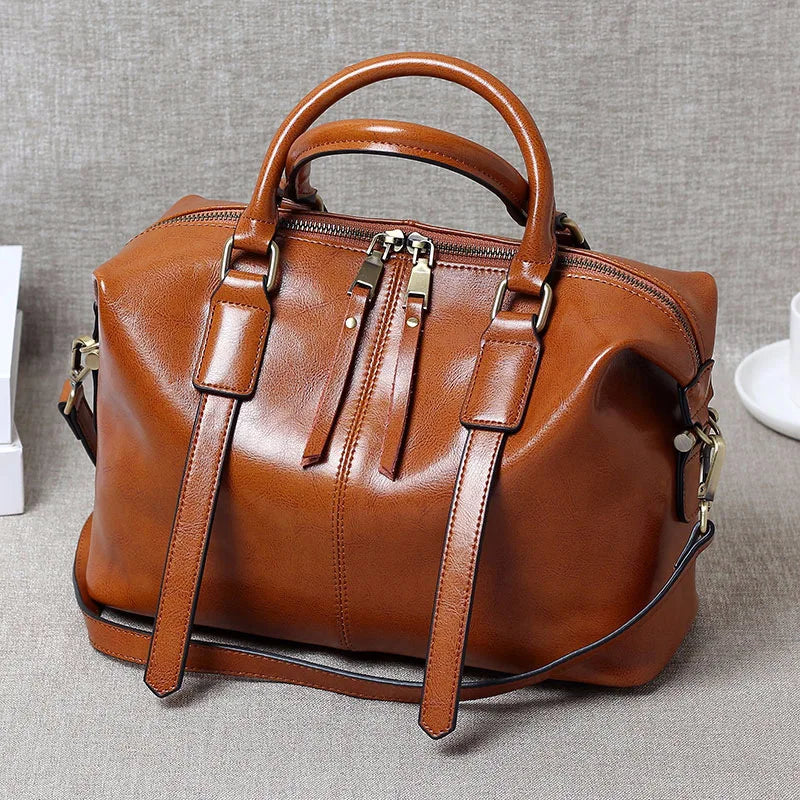 100% Genuine Leather Women Large Handbag Bag Shoulder Ladies Luxury Design Crossbody Bag Commuter Shopping Tote Bag For Women