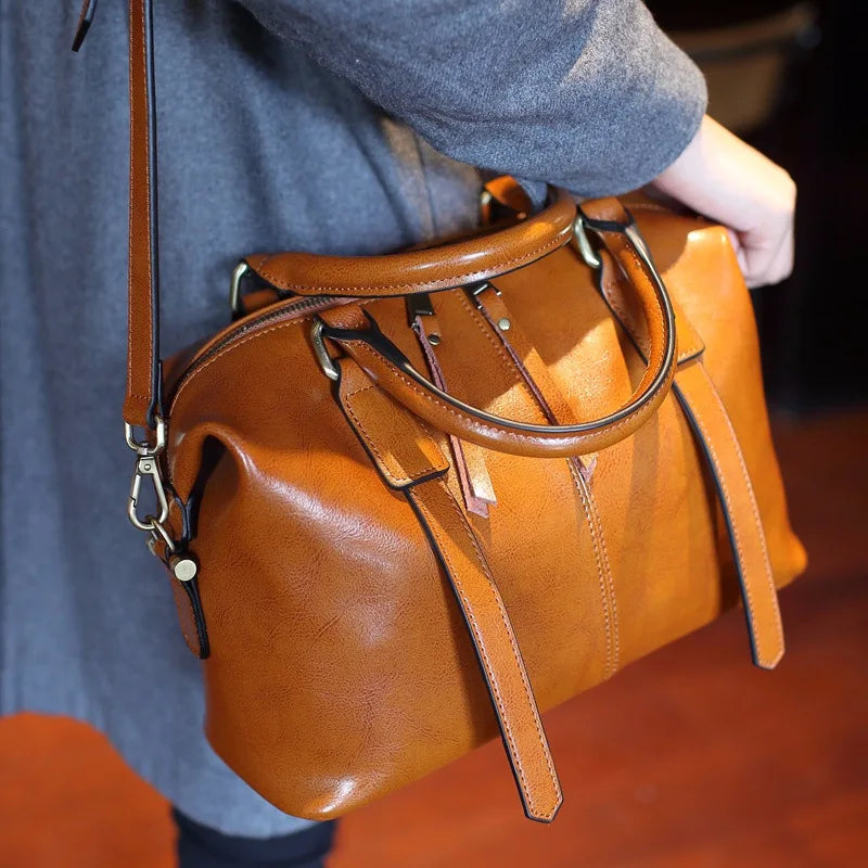 100% Genuine Leather Women Large Handbag Bag Shoulder Ladies Luxury Design Crossbody Bag Commuter Shopping Tote Bag For Women