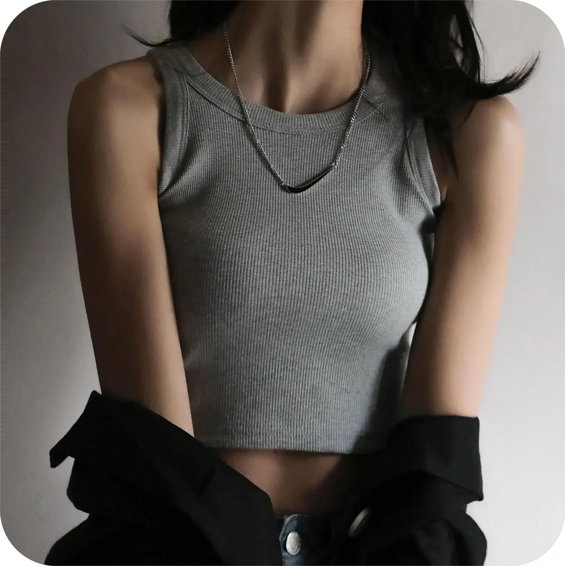 Women's High Stretch Sleeveless Screw Vest Knit Crop Top Women Knit Camisole Women Sweater Vest Cool Girl