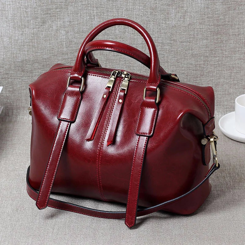 100% Genuine Leather Women Large Handbag Bag Shoulder Ladies Luxury Design Crossbody Bag Commuter Shopping Tote Bag For Women