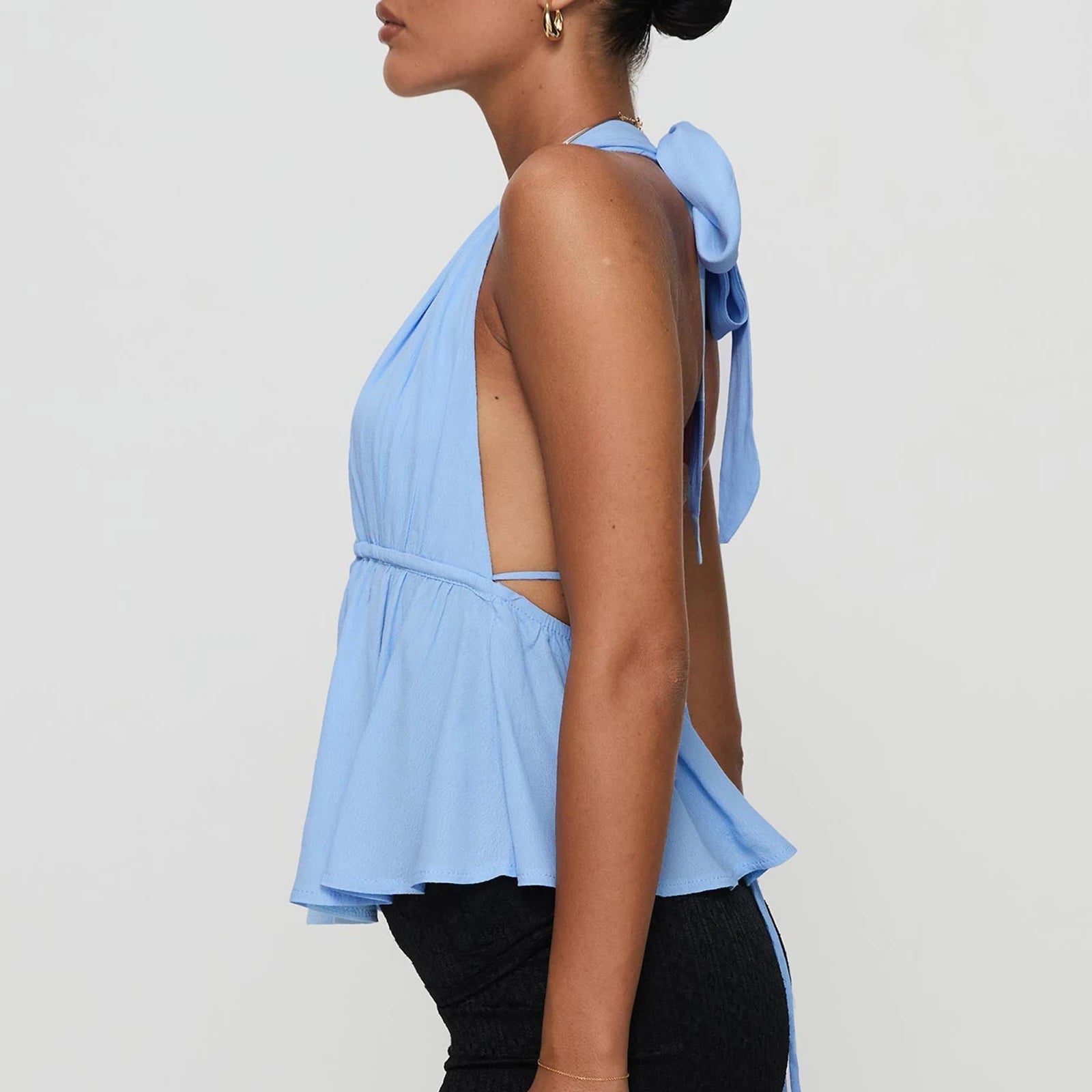 Women Halter Neck Crop Tops Sexy Tie-up Sleeveless Backless Tank Tops Solid Color Summer Vest Female Camisoles for Club Party