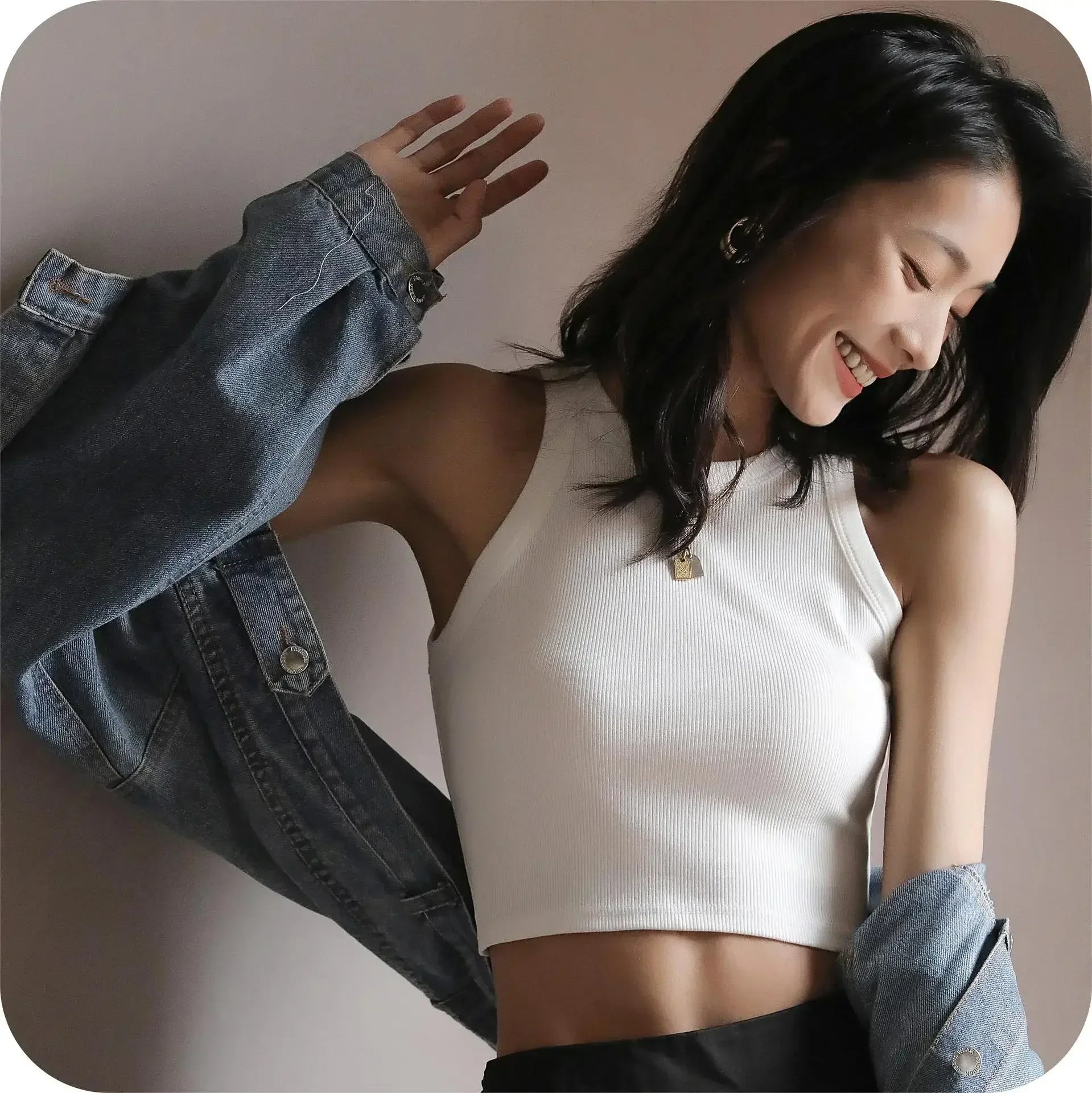 Women's High Stretch Sleeveless Screw Vest Knit Crop Top Women Knit Camisole Women Sweater Vest Cool Girl